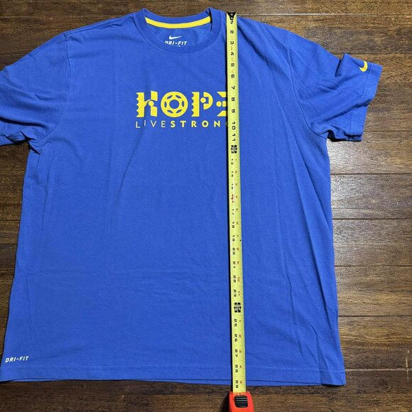 Vintage NIKE Dri-fit HOPE Livestrong Men’s XL T-shirt Blue Yellow *RARE - Picture 11 of 13